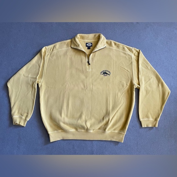 Tommy Bahama Yellow 1/4 Zip Cotton Pullover Sweater Casual Medium - Picture 1 of 4